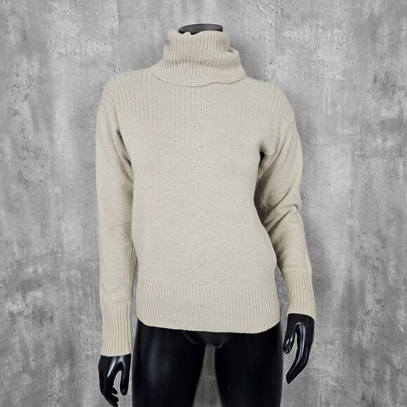 Vintage 80s Mary Ann Restivo Womens S Beige 100% Cashmere‎ Turtleneck Sweater - Picture 1 of 6